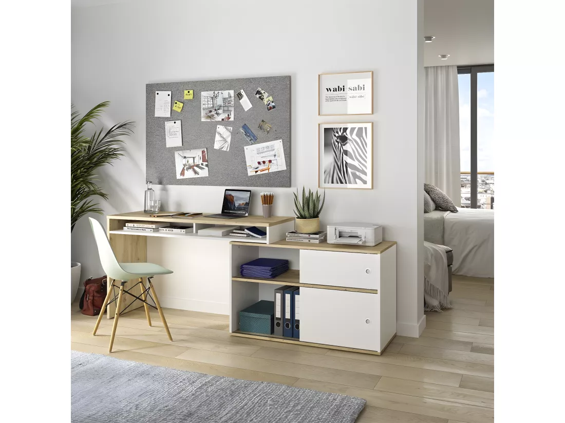 Bureau modulable Modula - L203/130 x H76/62 x P45 cm