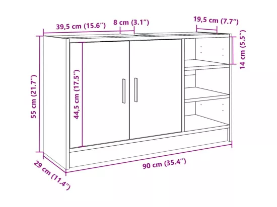 Armoire d'évier sonoma gris 90x29x55 cm bois d'ingénierie