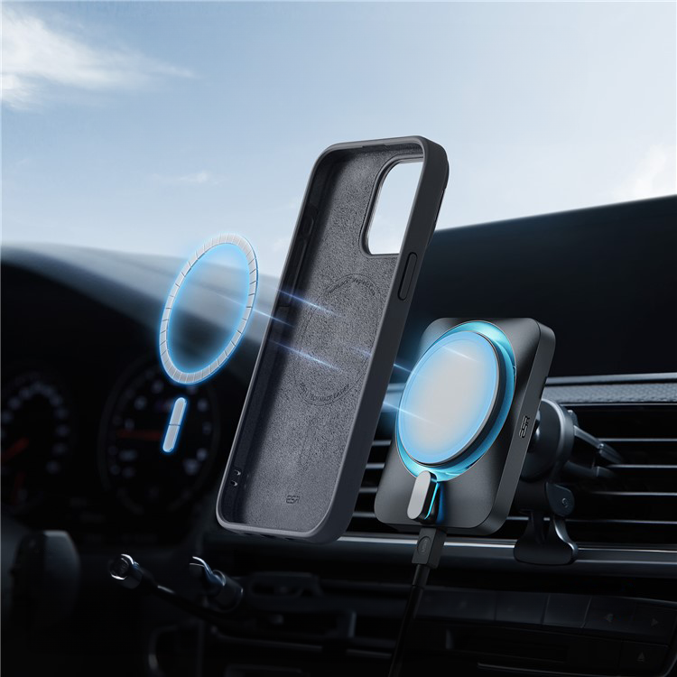 iPhone 15 Pro Cloud Series MagSafe Silikon Case Hülle   Kickstand - Schwarz