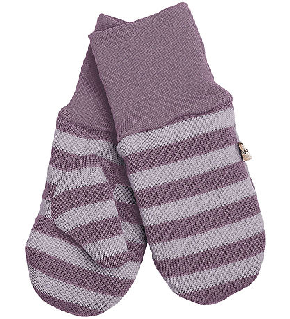 Racing Kids Fäustlinge - Wolle/Baumwolle - Dusty Purple m. Strei