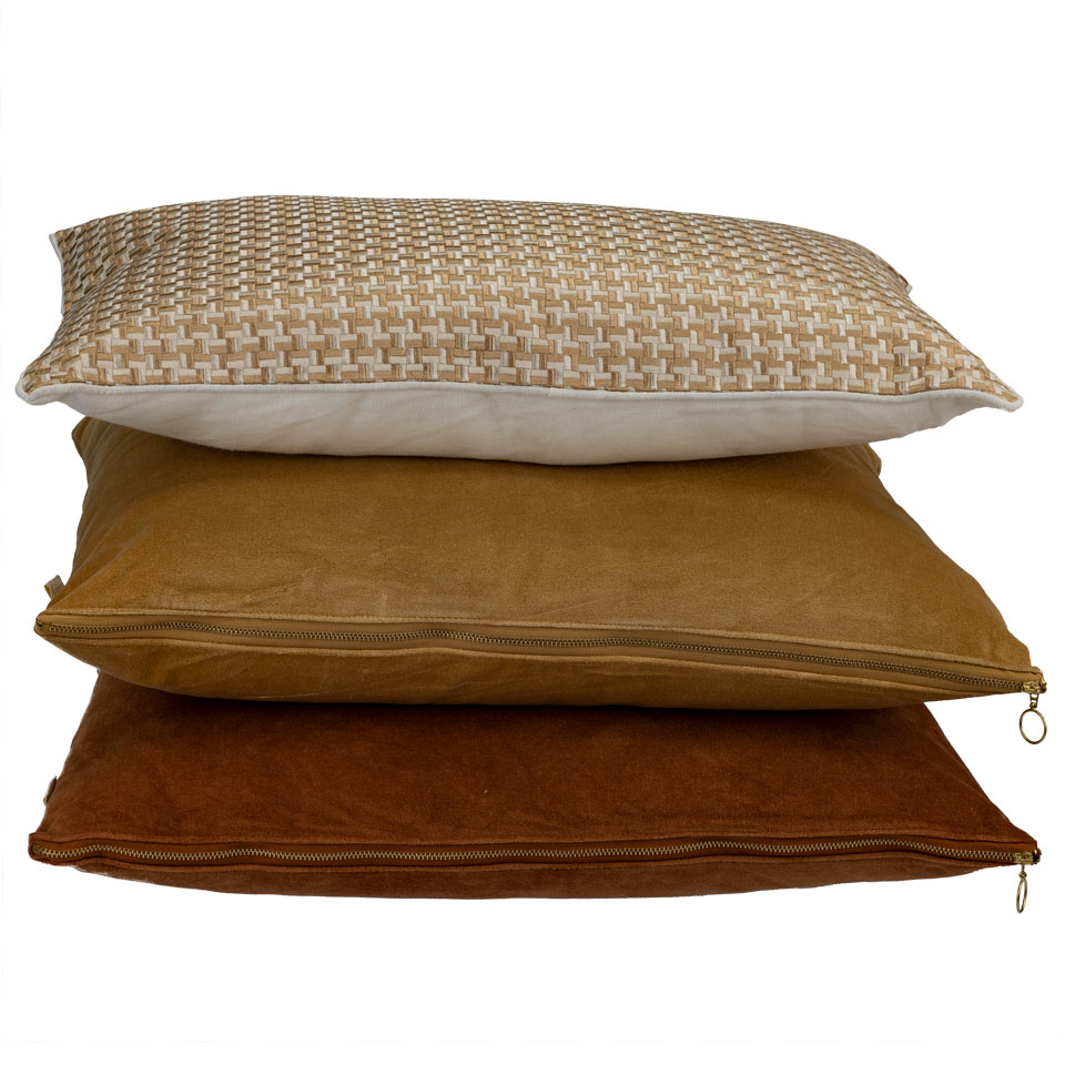 Kussen Goldzipper velours lightgold