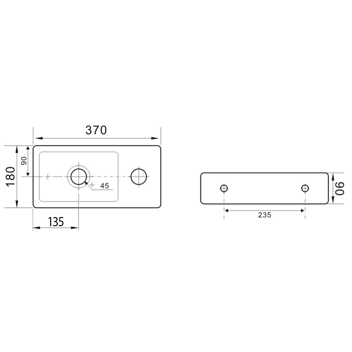 Sapho Zoe keramische fontein 37x18cm zwart mat