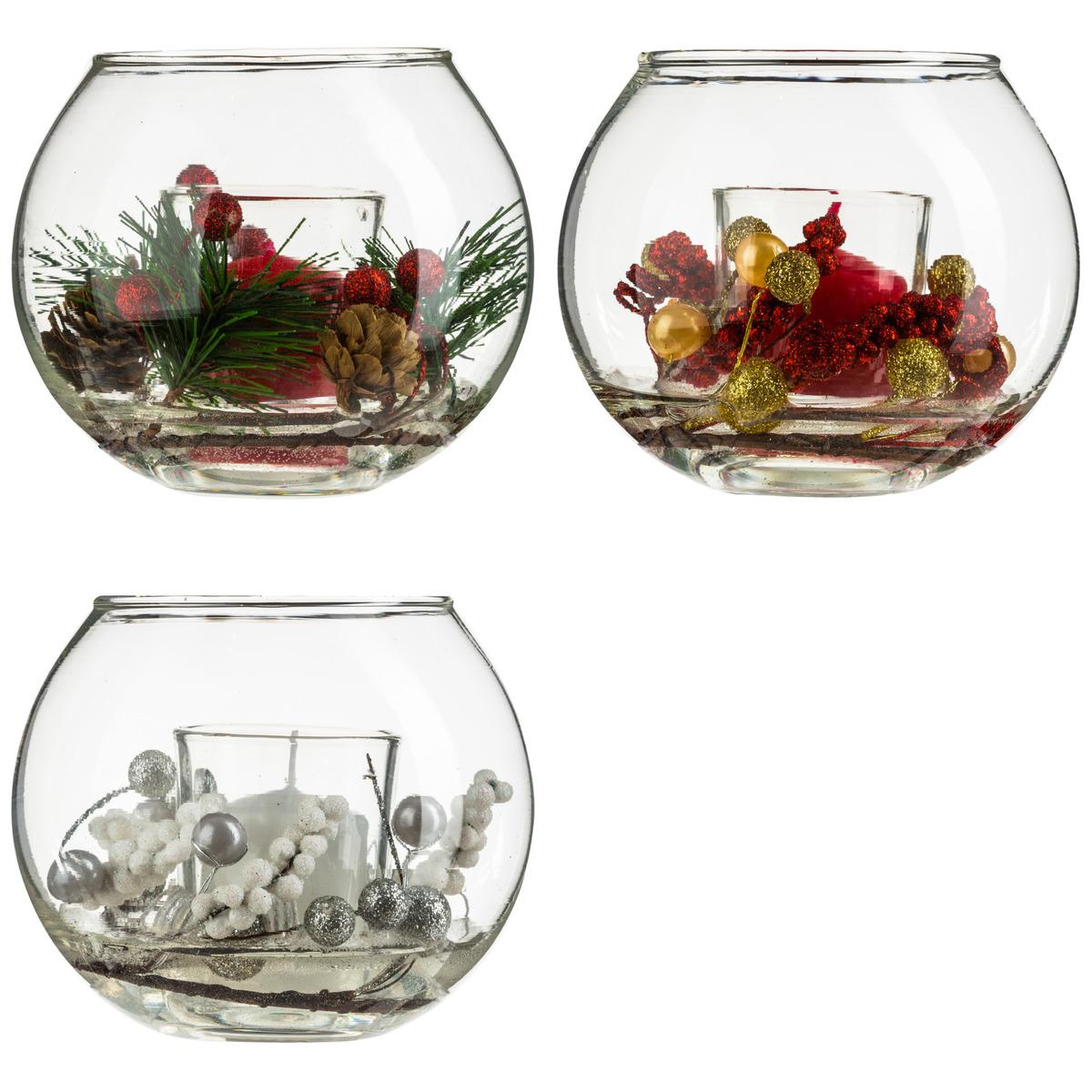 BOUGIE BOULE VERRE ET DECO 61G