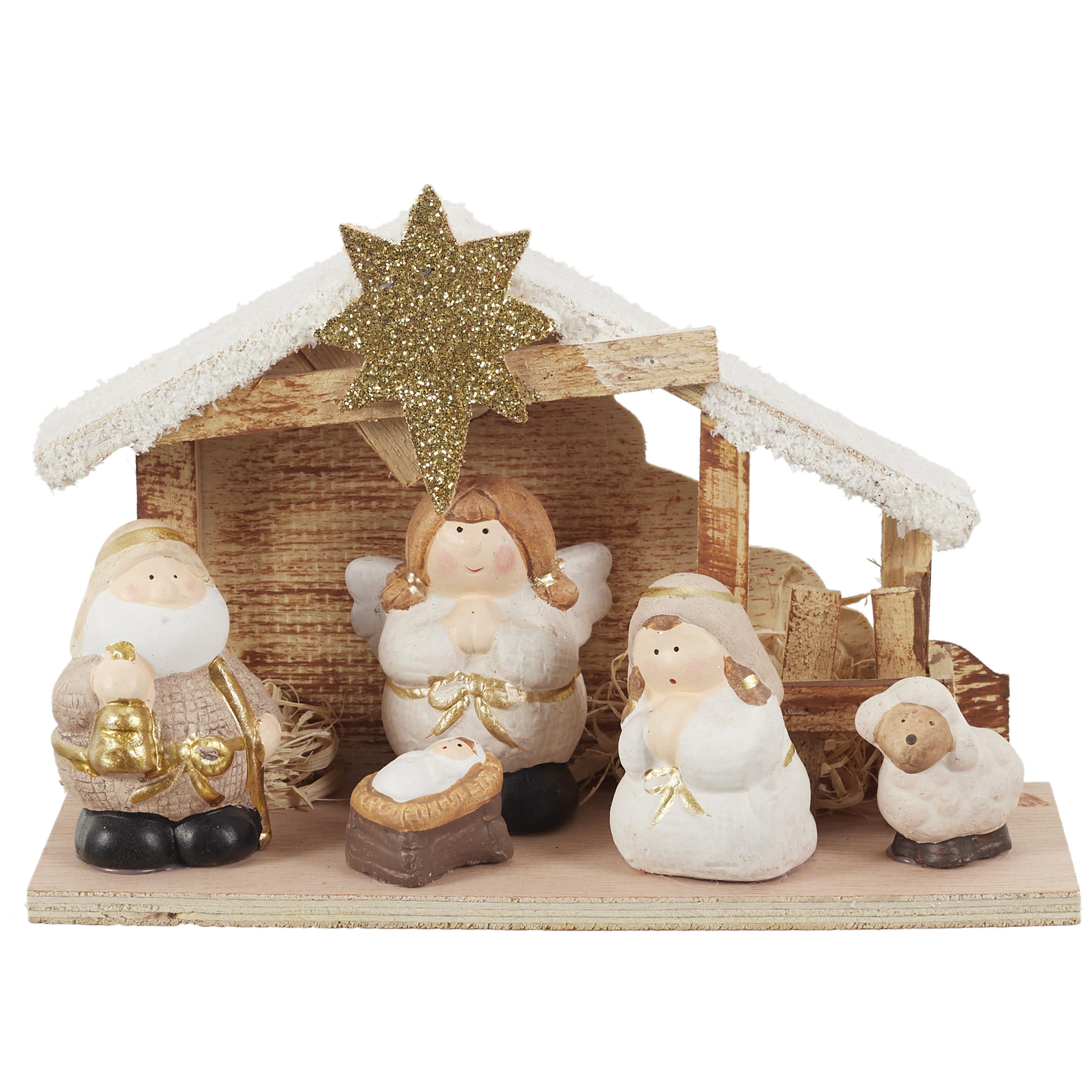CRECHE NOEL 5 PERSONNAGES 21.5X9X15.5CM
