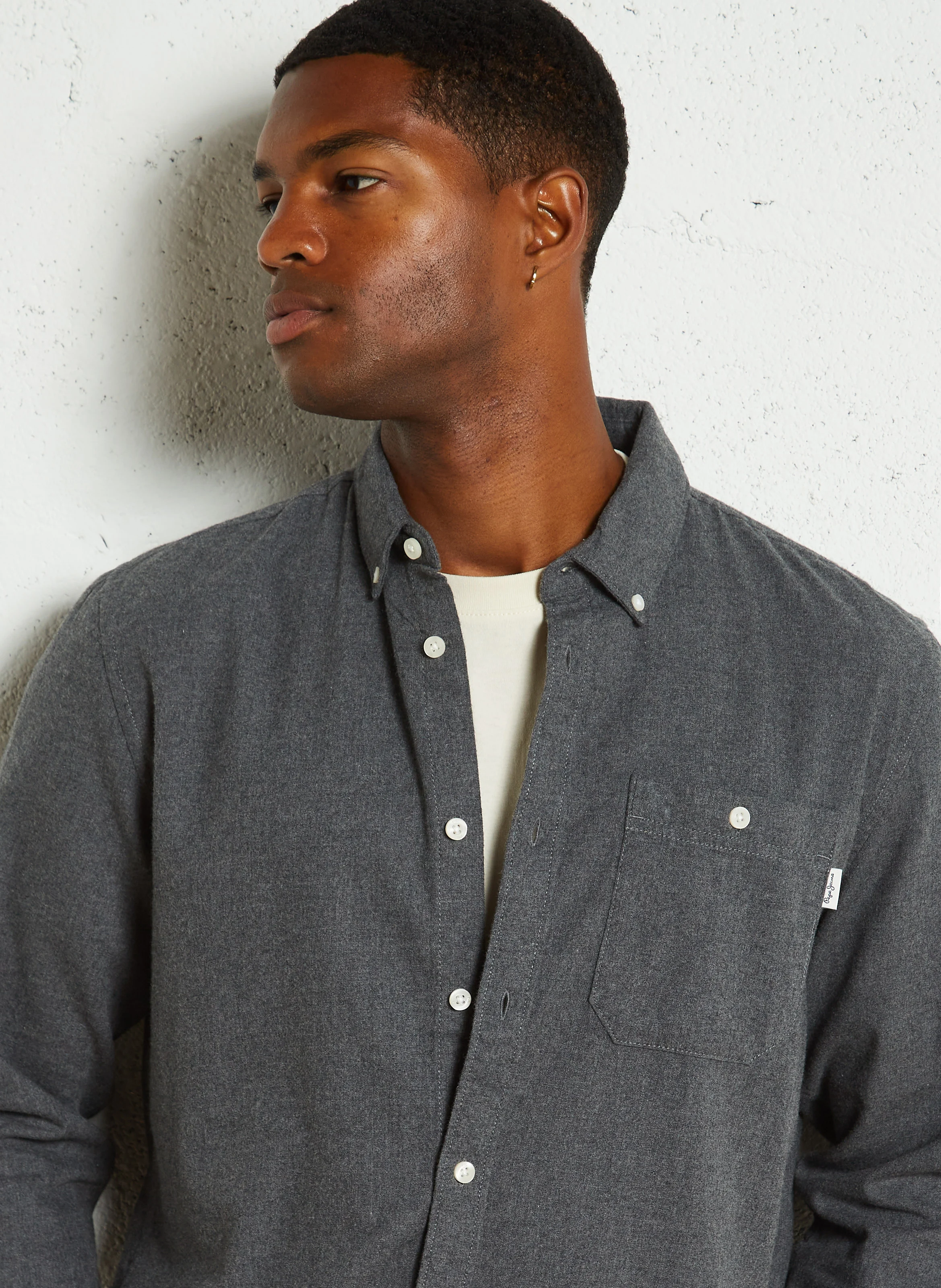 MIKE - Chemise regular en coton | Gris