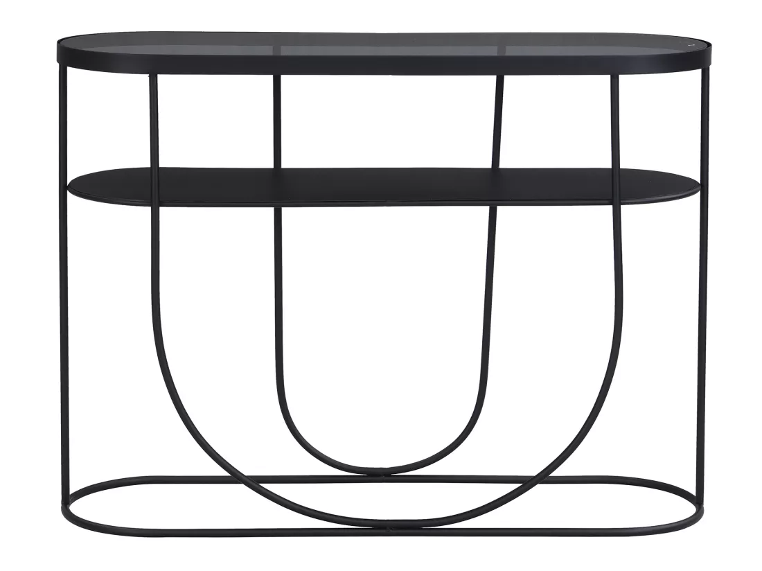 Console avec 1 étagère en métal et verre fumé - Noir et Transparent - PRETORIA