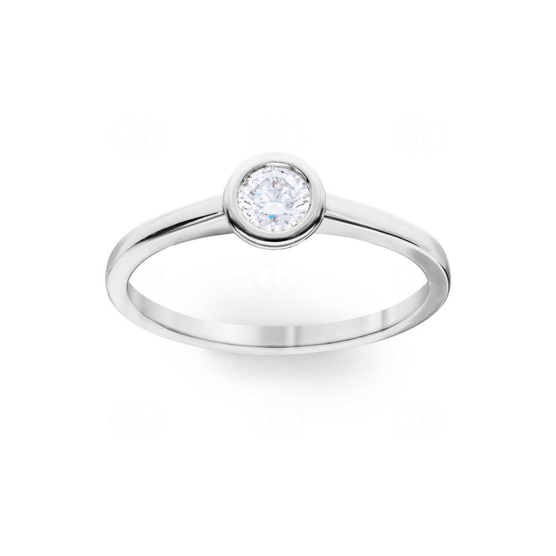 0.25 Karat Diamant Verlobungsring 750/18 K Weissgold in Zargenfassung