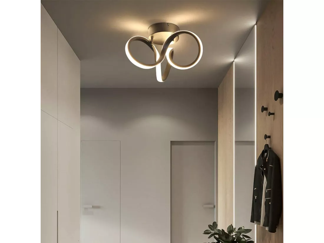NETTLIFE Plafonnier LED noir 31cm, 19 W intérieur 3000 K blanc chaud pour couloir, bureau, bureau, salon, chambre