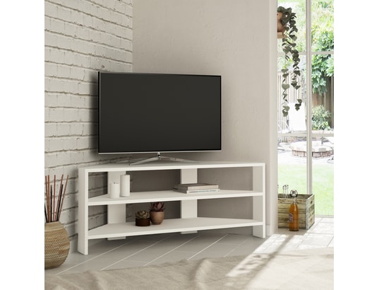CONCEPT1 - Meuble TV d'angle Thales - Blanc 110 x 45 x 36