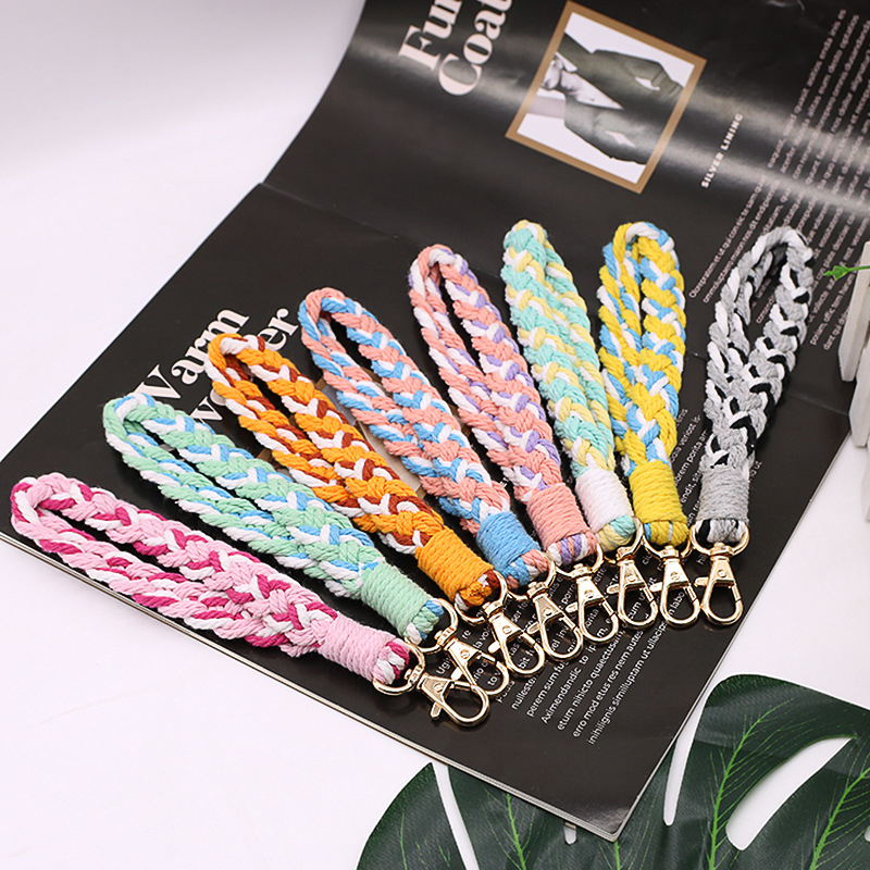 (45cm) Universal Handy Kette Geflochtene Kordel Phone Charms Schmuck Anhänger Handgelenkschlaufe   1x Einlage - Grün / Blau / Weiss