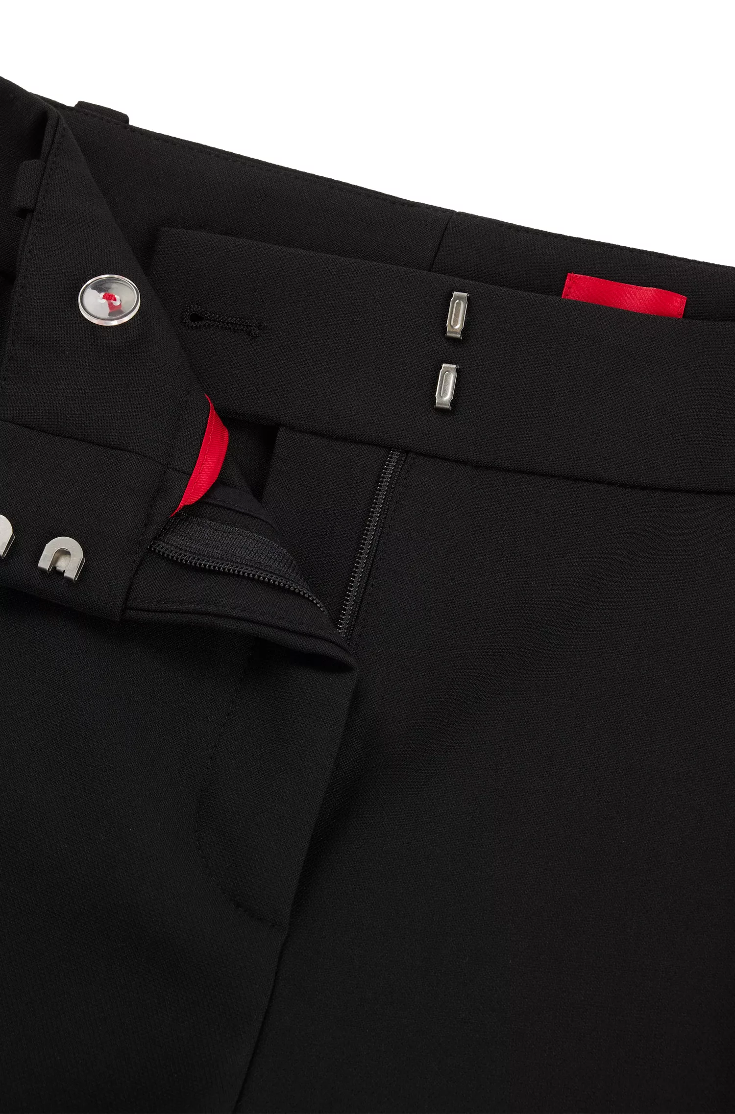 Calça bootcut HUGO vermelha, corte regular, em tecido elástico.