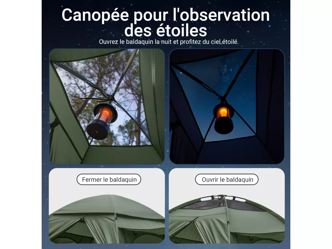 SoBuy Tente de Camping 4 en 1 Pliable Lit Surélevé, Toit, Sac de Couchage, Matelas Gonflable -2 Personnes - Idéal pour Randonnée, Festival et Plein Air OGS32-L-GR