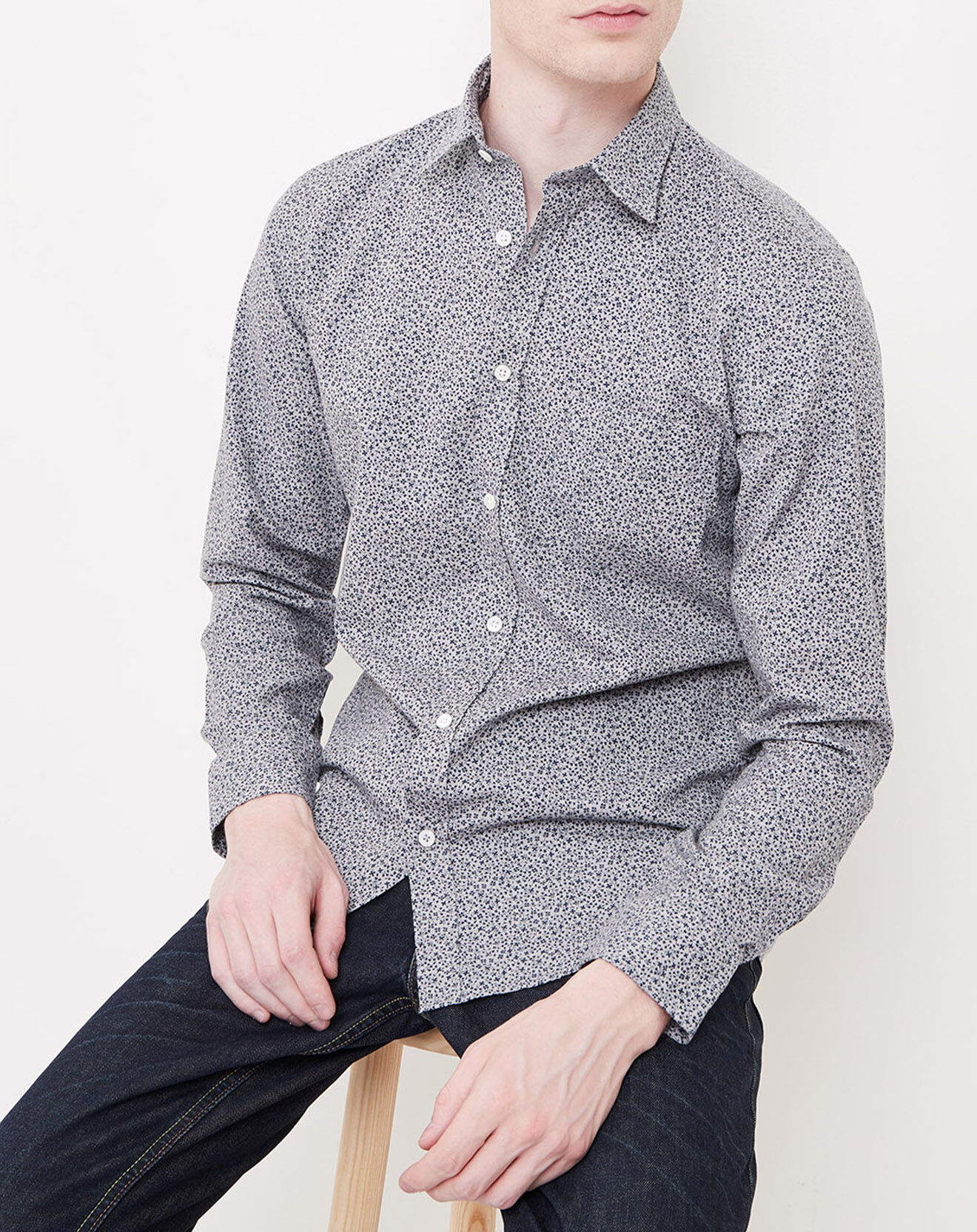 Hartford Chemise Slim Storm à fleurs gris/bleu
