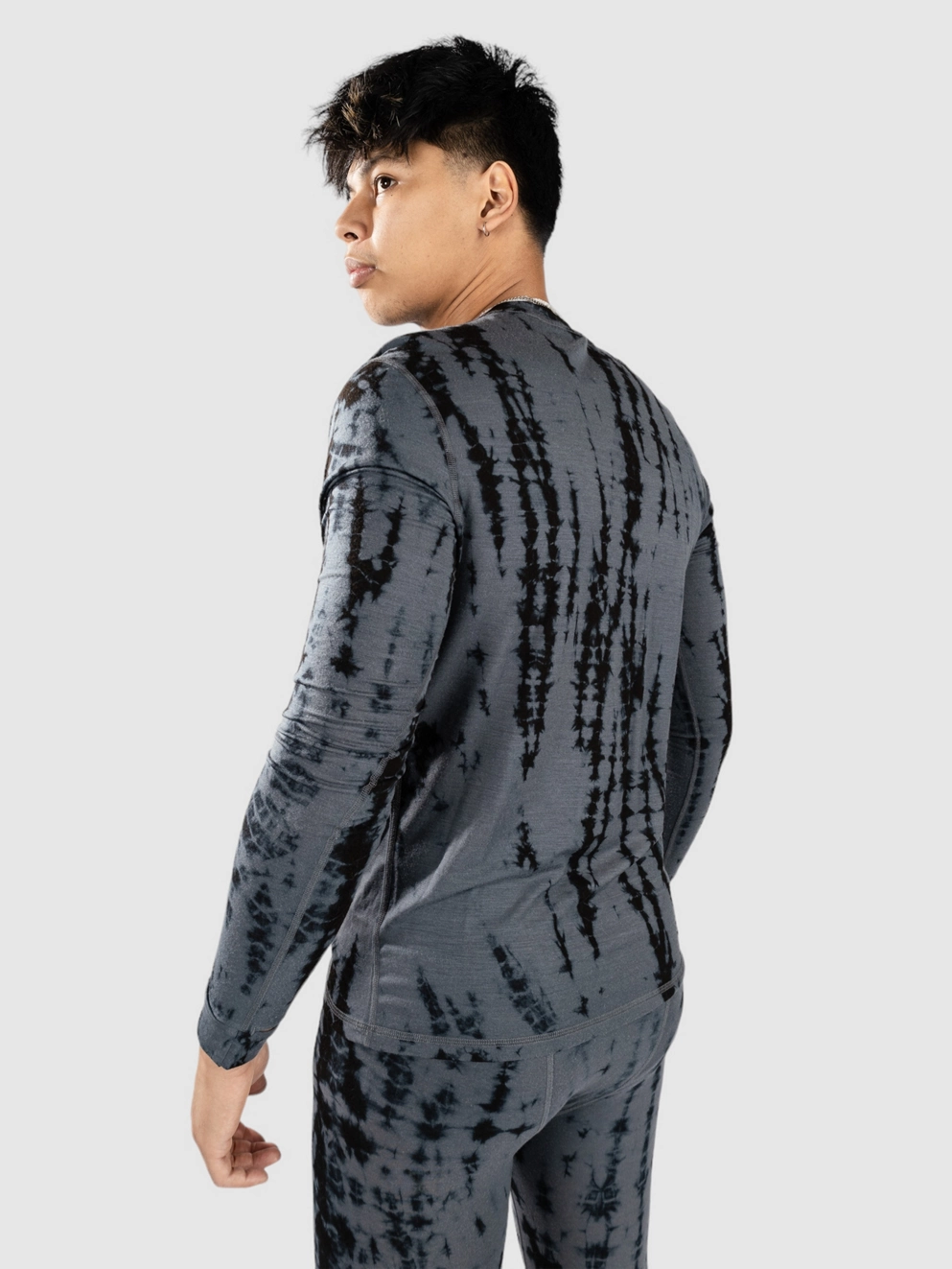 Mons Royale Merino Cascade Flex Base Layer Top grey tie dye