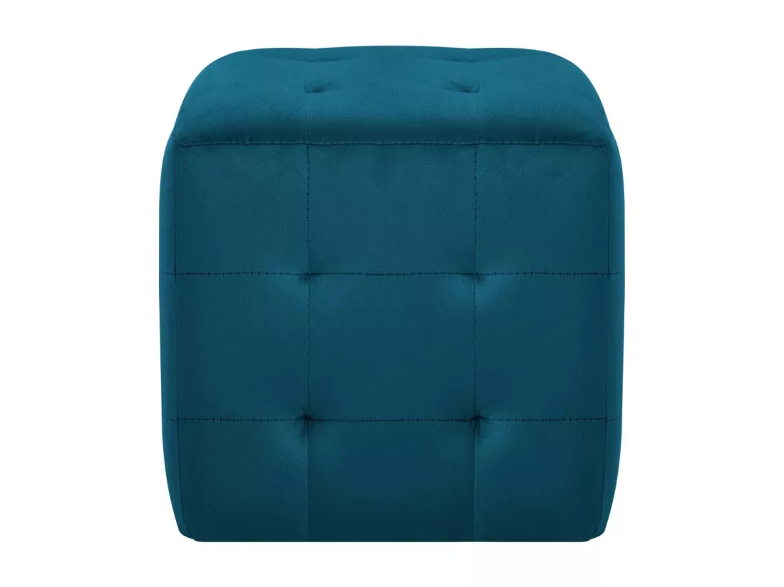 2 pcs Poufs Bleu 30 x 30 x 30 cm Tissu velours