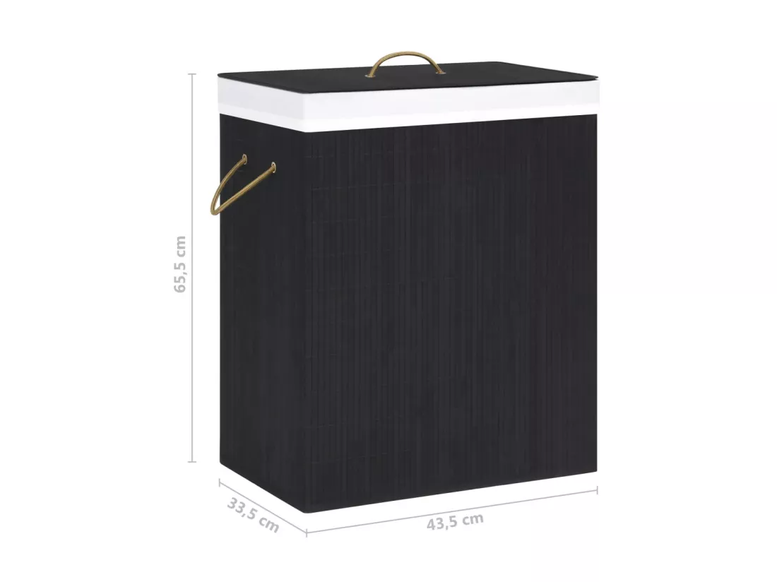Panier à linge Bambou Noir 83 L