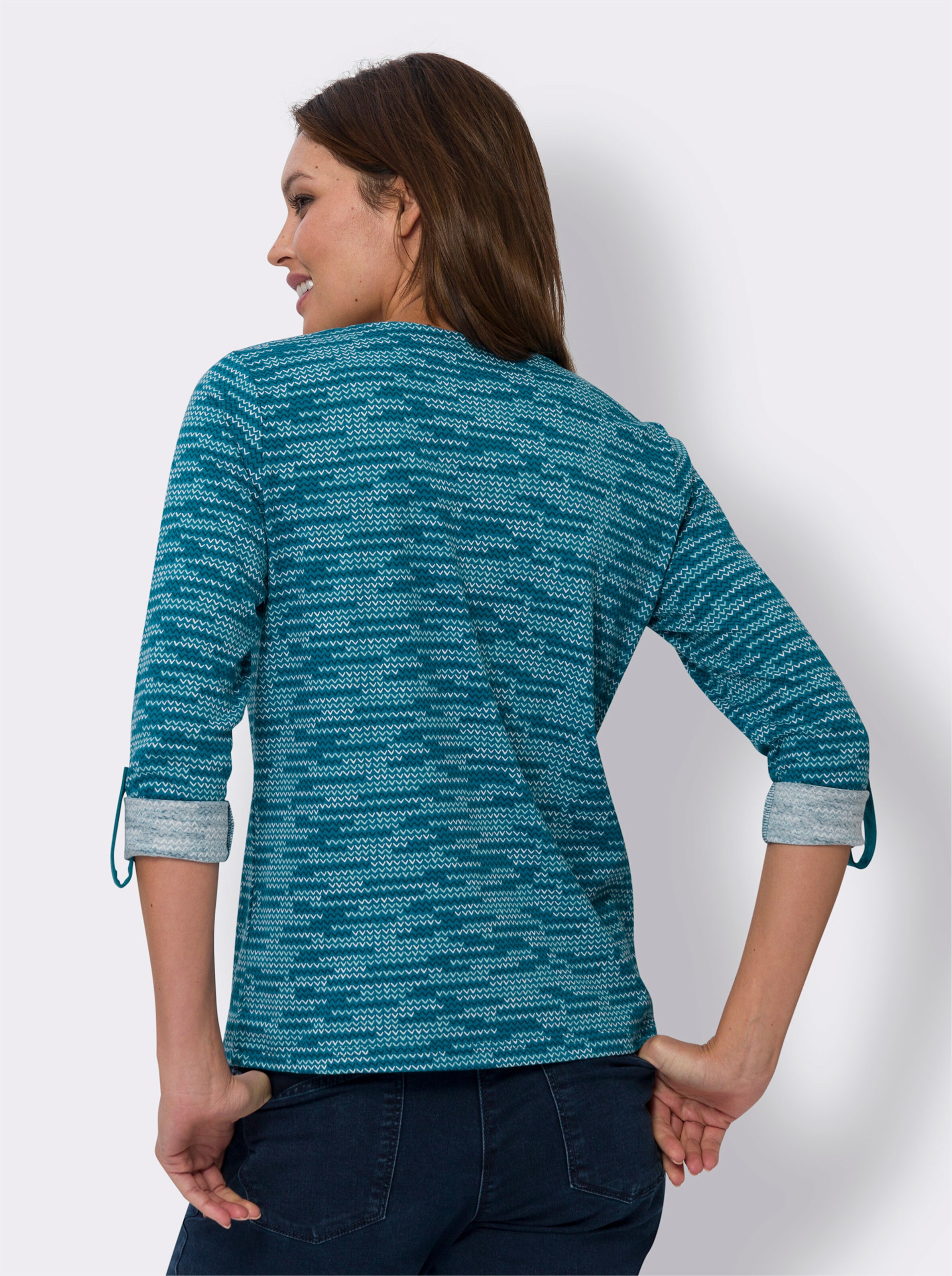 Langarmshirt mit krempelbaren Ärmeln