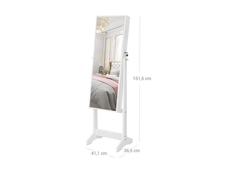 Songmics Schmuckschrank 41,1 x 36,5 x 151.5 cm Standspiegel mit Stauraum für Schmuck