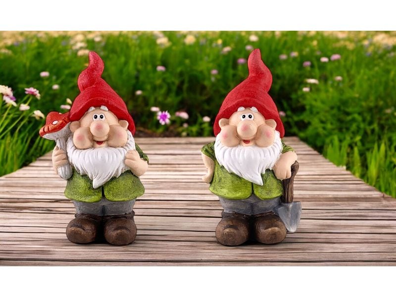 Dameco Dekofigur Gartenzwerg 2er Set, 21 cm Gartendekoration