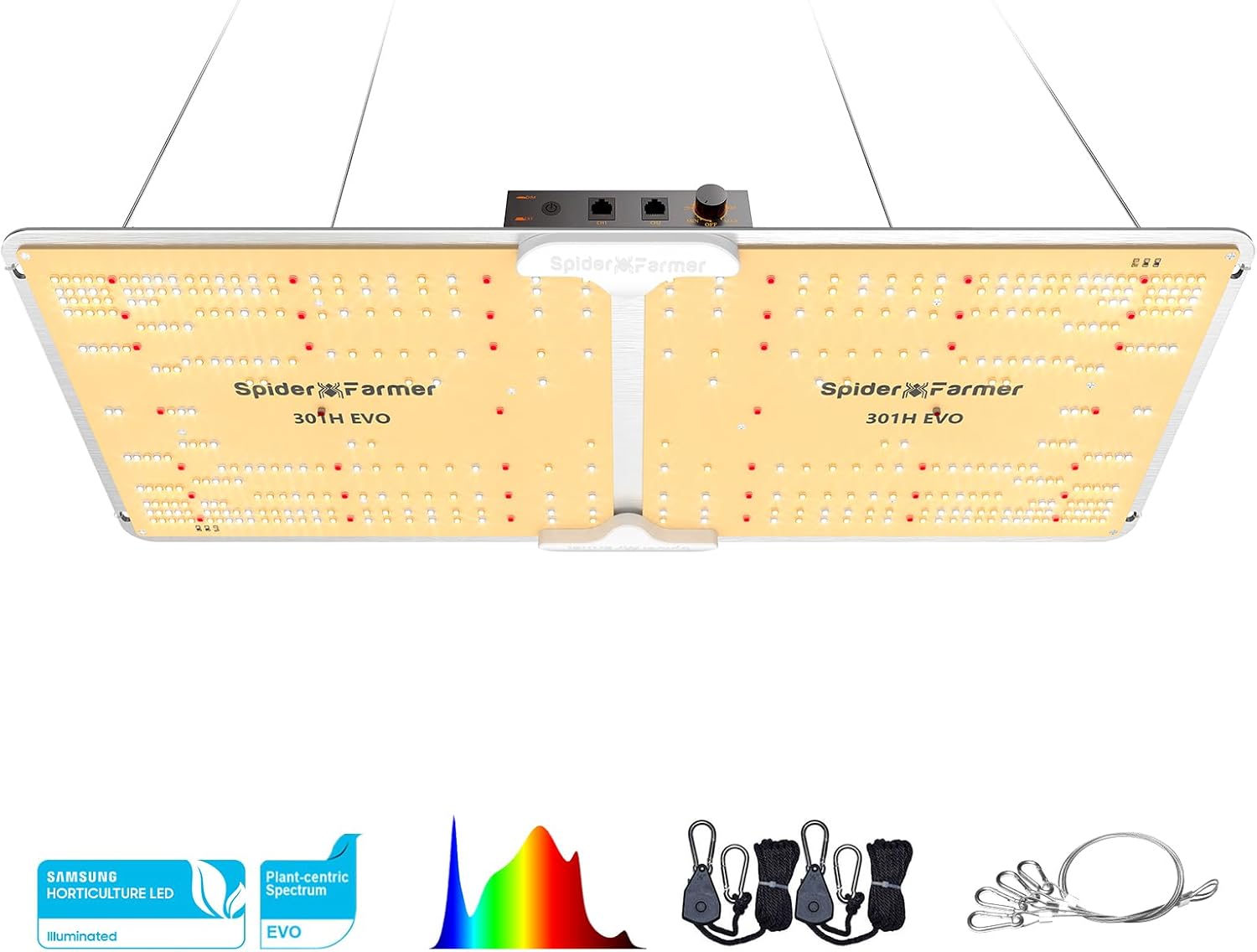Spider Farmer LED Pflanzenlampe SF 2000 LED Grow Lampe mit Samsung LM301H EVO Dioden & Dimmbar Daisy Chain Vollspektrum 3000K 5000K 660nm 760nm Grow Light für Zimmerpflanzen Gemüse Blume