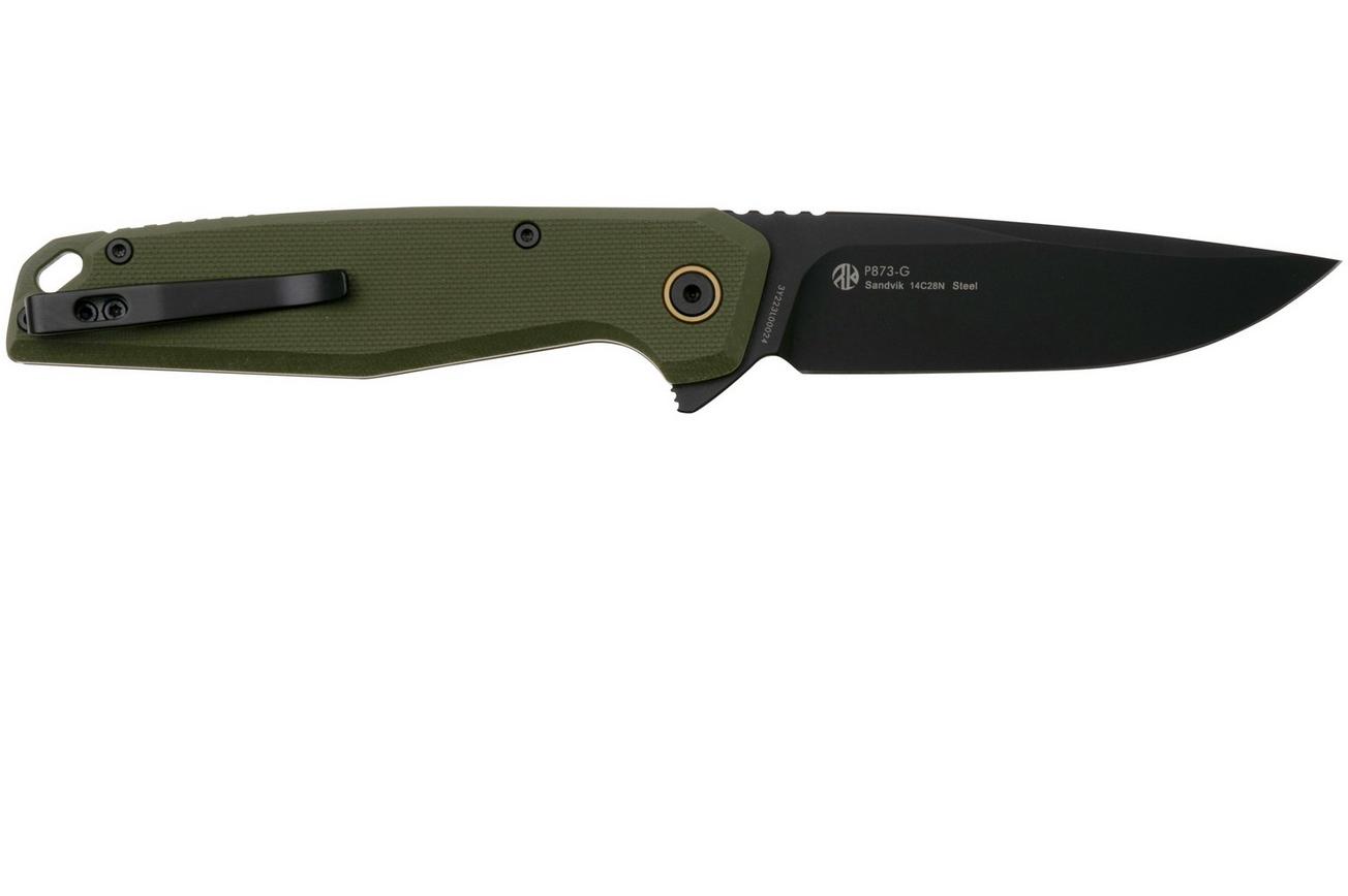 Ruike P873-G Black 14C28N, Green G10, zakmes