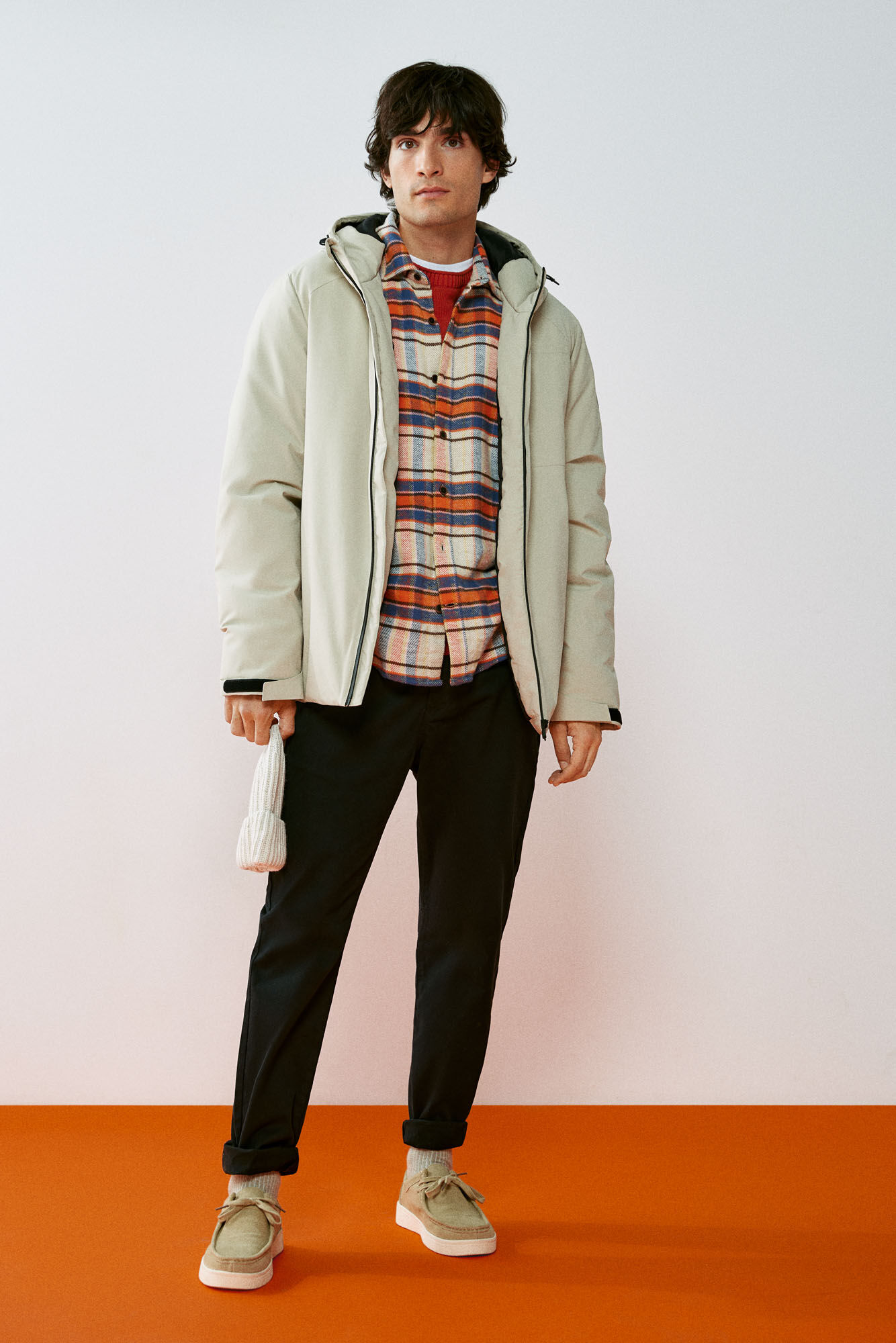 Parka técnica curta acolchoada para meninas