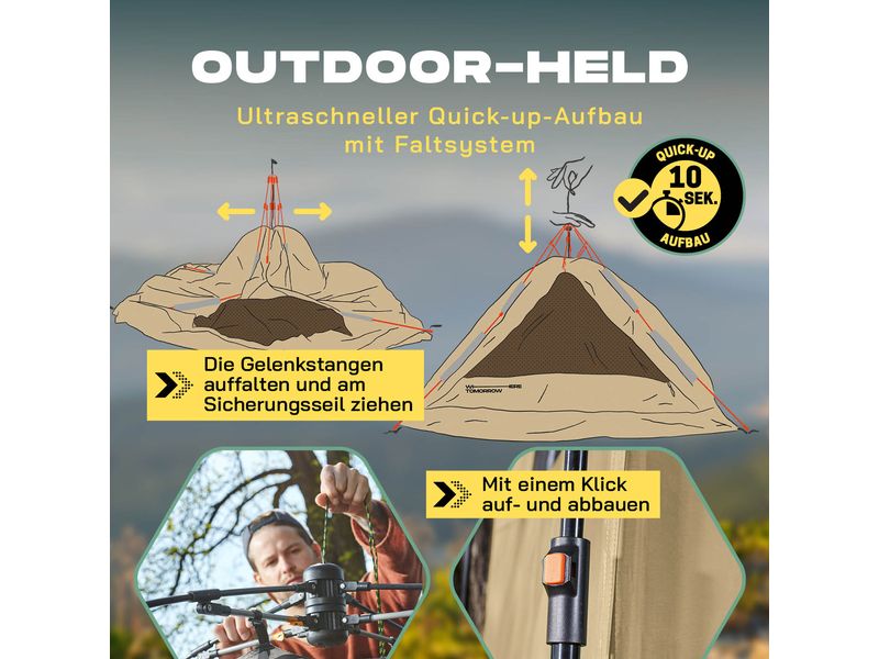 Where tomorrow Duschzelt Pop Up – Braun 220 x 155 cm Camping-Duschzelt