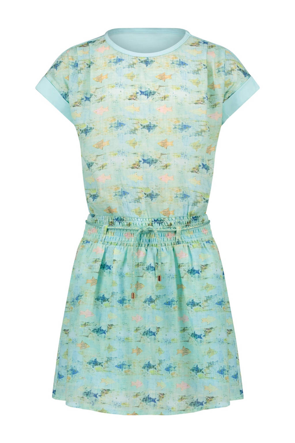 NONO jurk Mira met all over print mintgroen