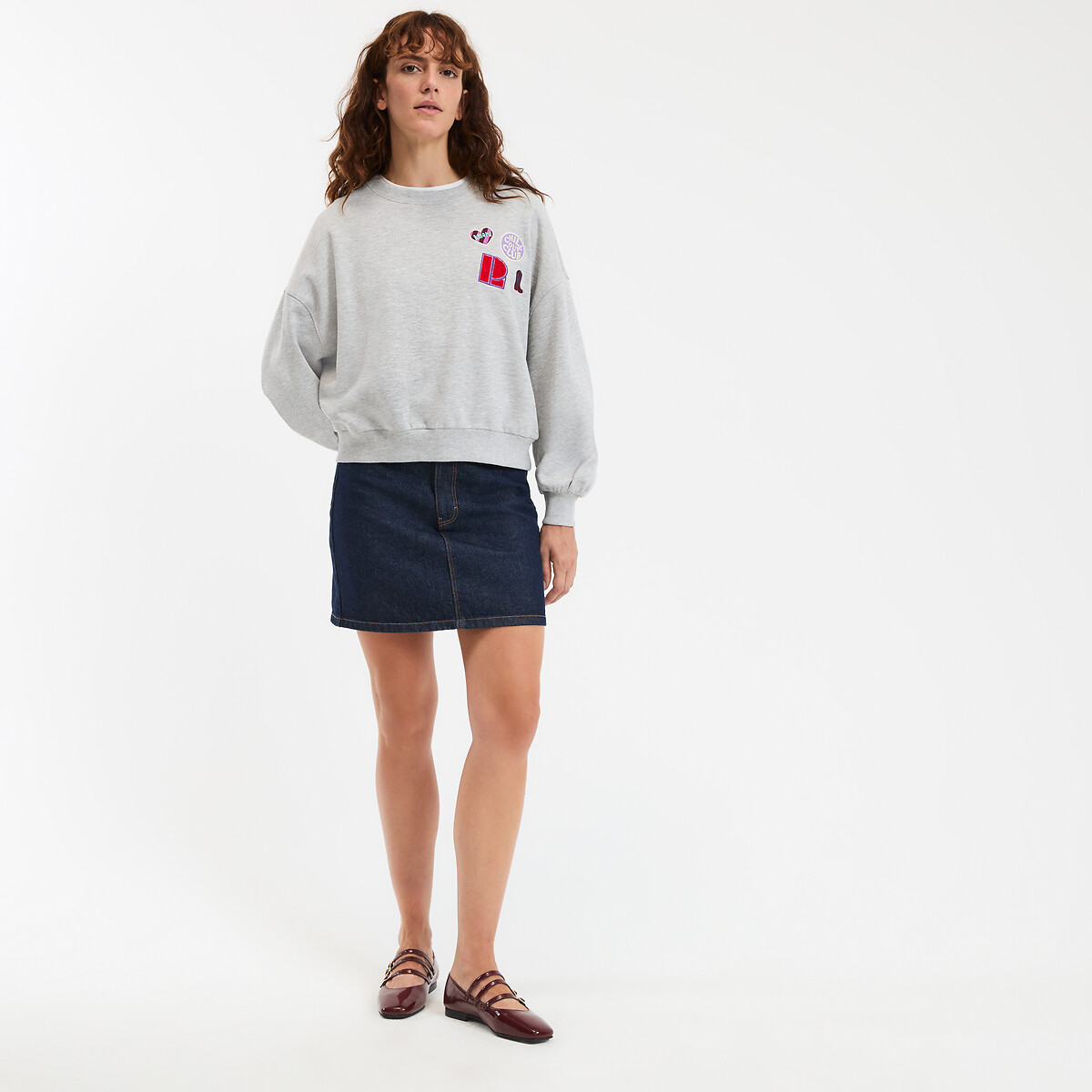 COLEÇÃO LA REDOUTE<br>Suéter com aplicações, gola redonda, mangas compridas