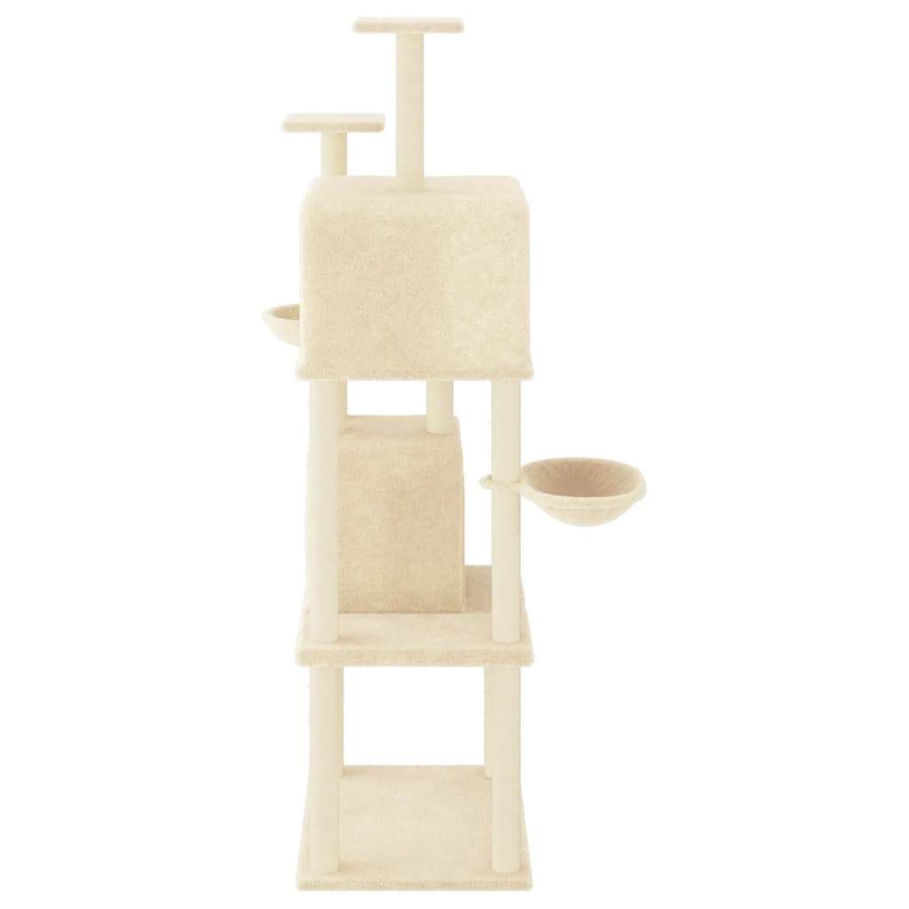Arbre à chat avec griffoirs en sisal crème 180 cm