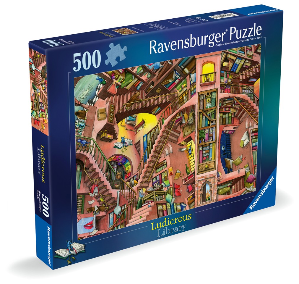 Ravensburger - Puslespil Ludicrous Library 500 brikker