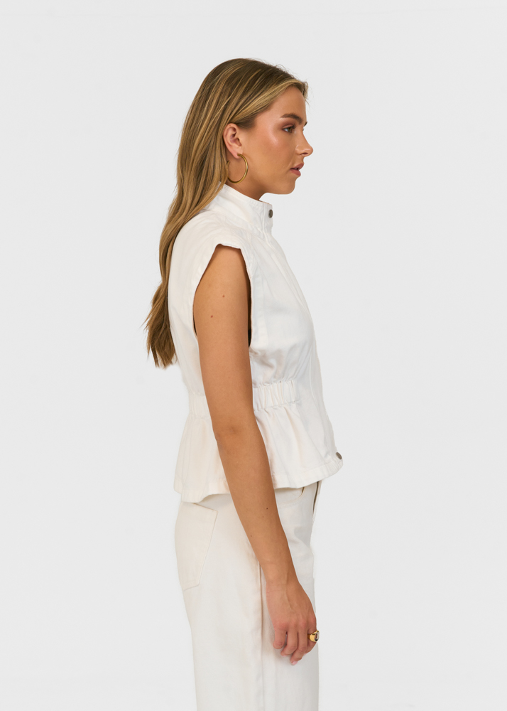 Sculpted denim gilet ecru