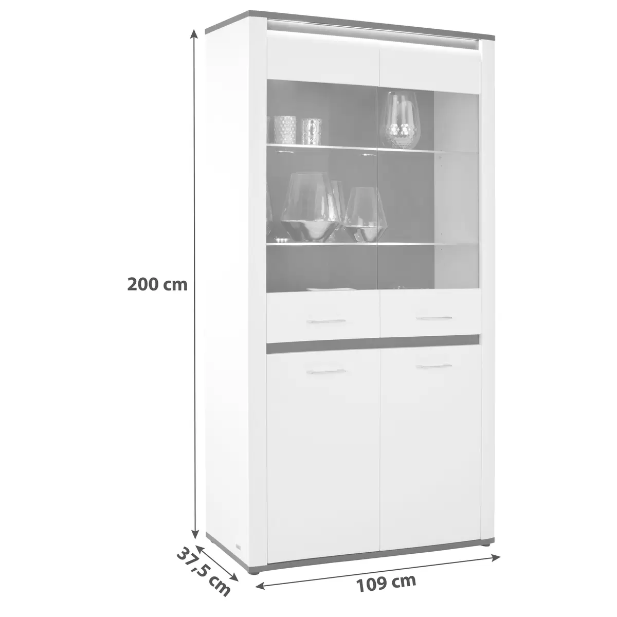 Vitrine Alassio weiss,grau