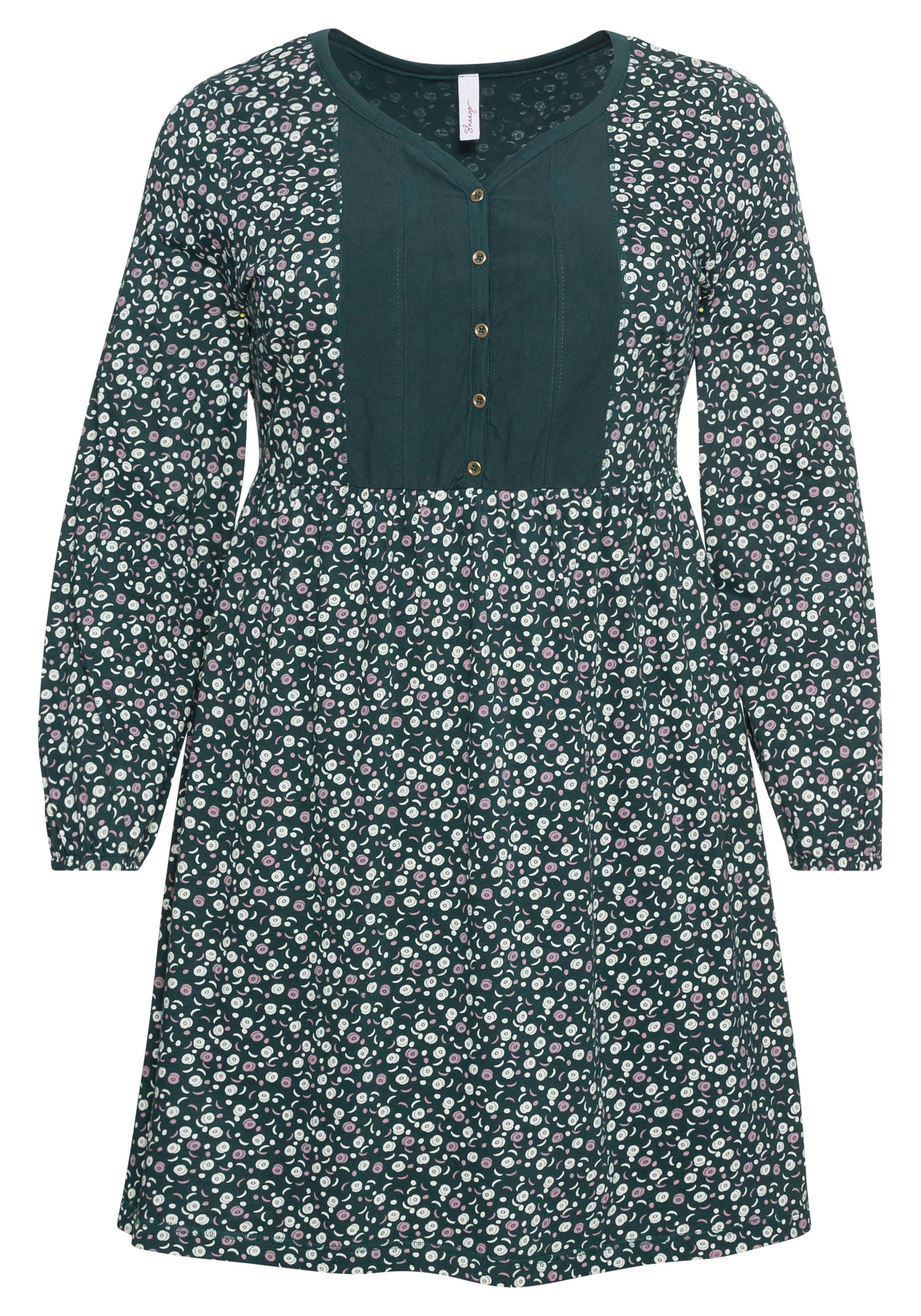 Jerseykleid mit Bluseneinsatz vorn, in kniefreier Länge