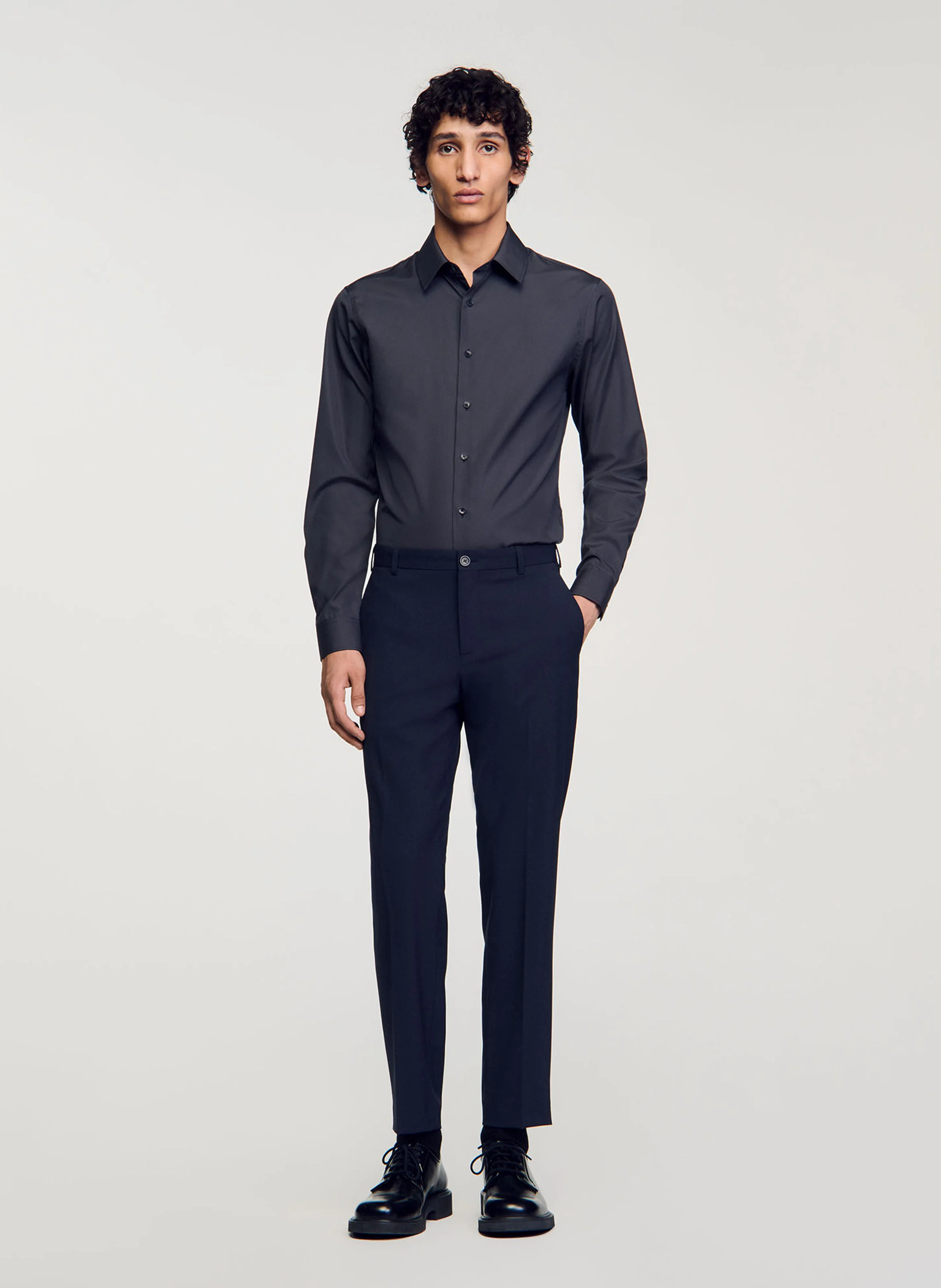 Chemise à manches longues en coton| Gris