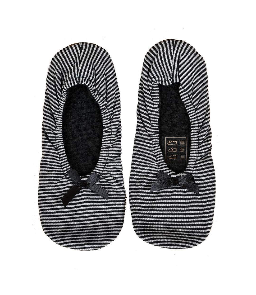 Pantoufles femme INFINITIF Chaussons ballerines Ballerine Rayures Noir