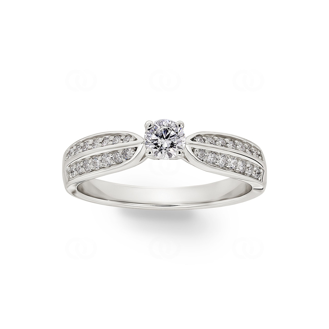 Verlobungsring 750/18 K Weissgold mit Diamanten 0.48 ct H/si