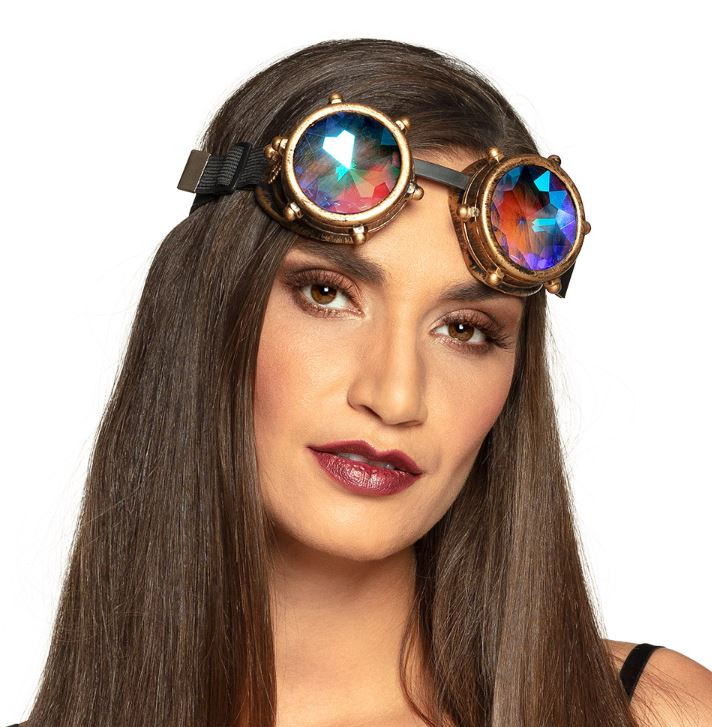 Kaleidoskop Brille Fasnachts Kostüm Zubehör Motto Party Accessoire Steampunk Halloween Foto Requisite - Regenbogen