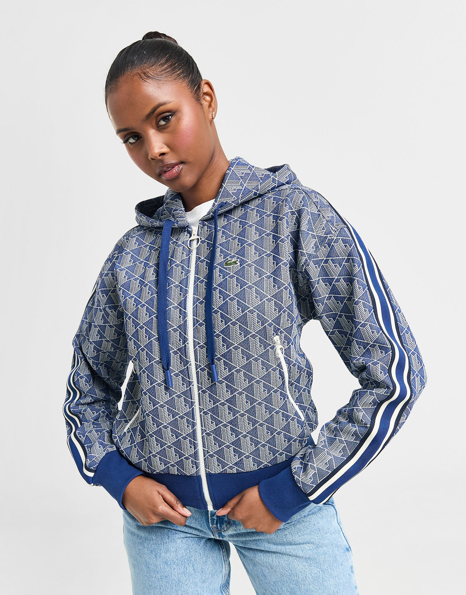 Lacoste Sweat à Capuche Imprimé Croco Femme