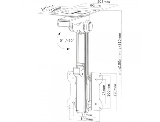 INLINE - Support plafond Support sous armoire ® pour écrans jusqu'à 68 cm 27 jusqu'...