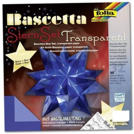 Folia Bascetta-Stern Bastelset, Transparentpapier 115g/m², blau 15 x 15cm