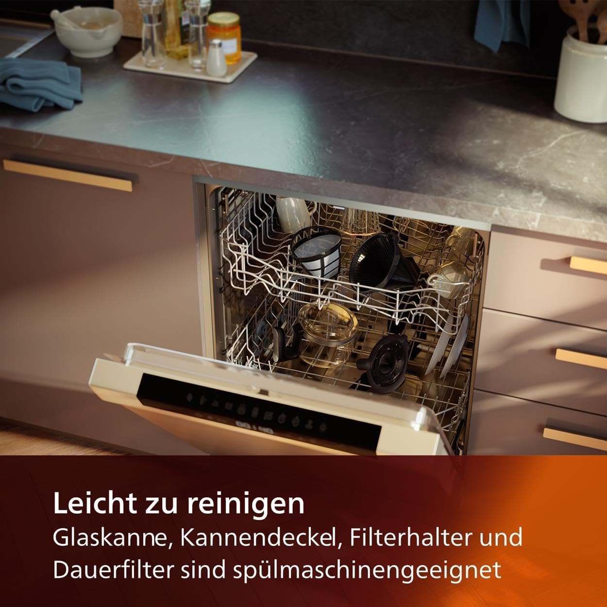 Philips All-in-1 Filterkaffeemaschine - integriertes Kegelmahlwerk für frisch gemahlenen Kaffee - Duo-Bohnenbehälter, 1,25-L-Glaskanne, individuelle Einstellung der Intensität (HD7900/50)