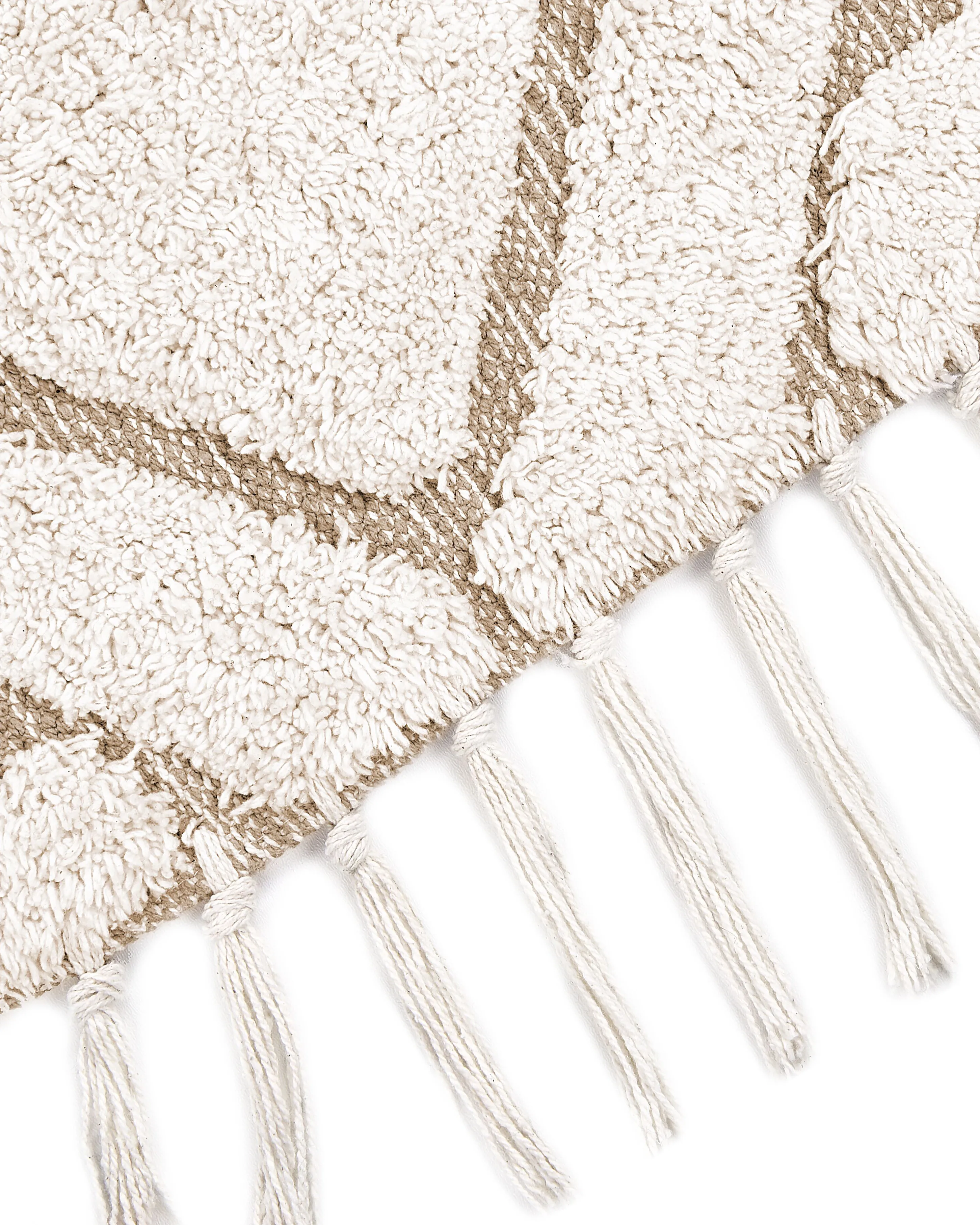 Vloerkleed HORASAN Lichtbeige ø 140 cm Katoen