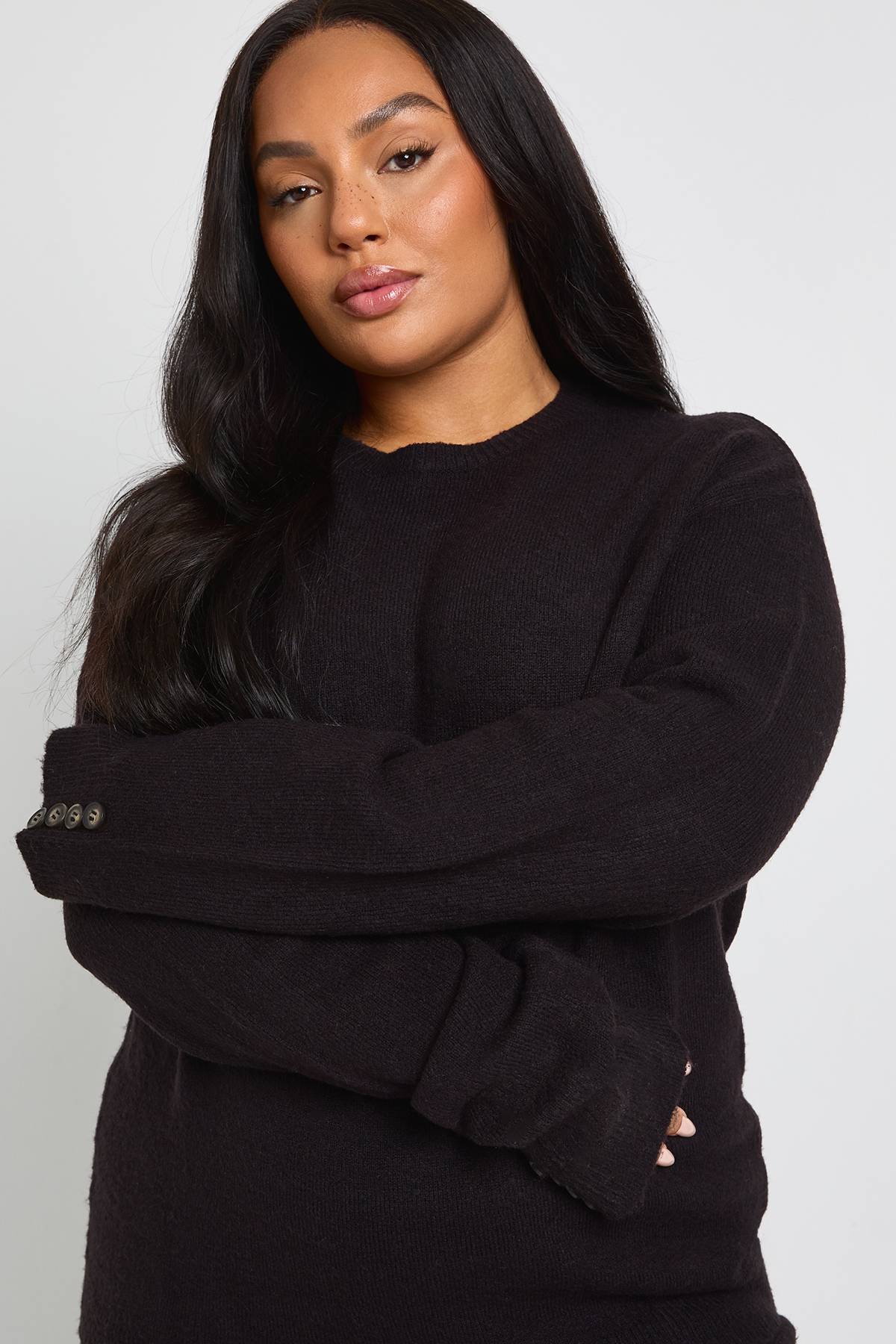 boohoo Ensemble pull en maille à col rond Plus et pantalon à jambe large