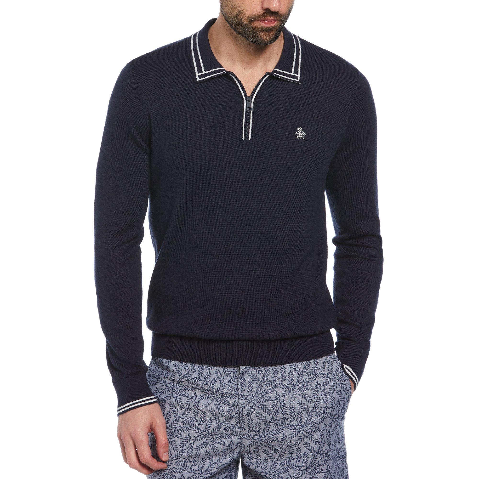 Original Penguin OP Long SleevequarterZip Polo Top