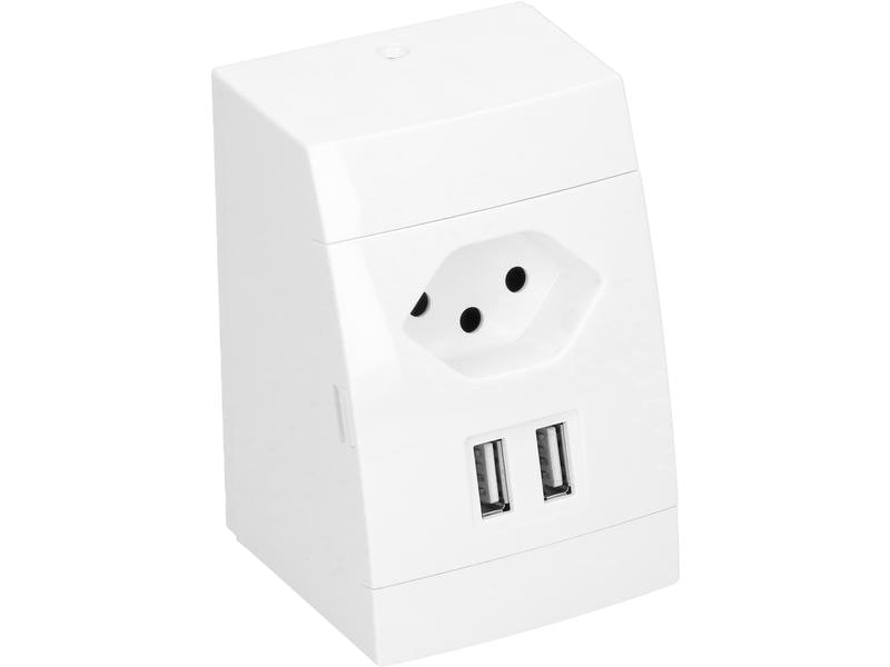 Max Hauri Steckdose AP 1x T13, 2x USB, Weiss Aufputz-Kombisteckdose mit 1x T13 Steckdose, USB Doppelcharger und Steckklemmen