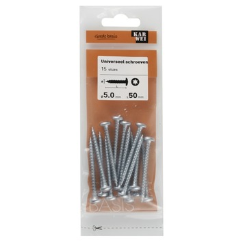 KARWEI unischroef cilinderkop verzinkt 5x50 mm (15 stuks)