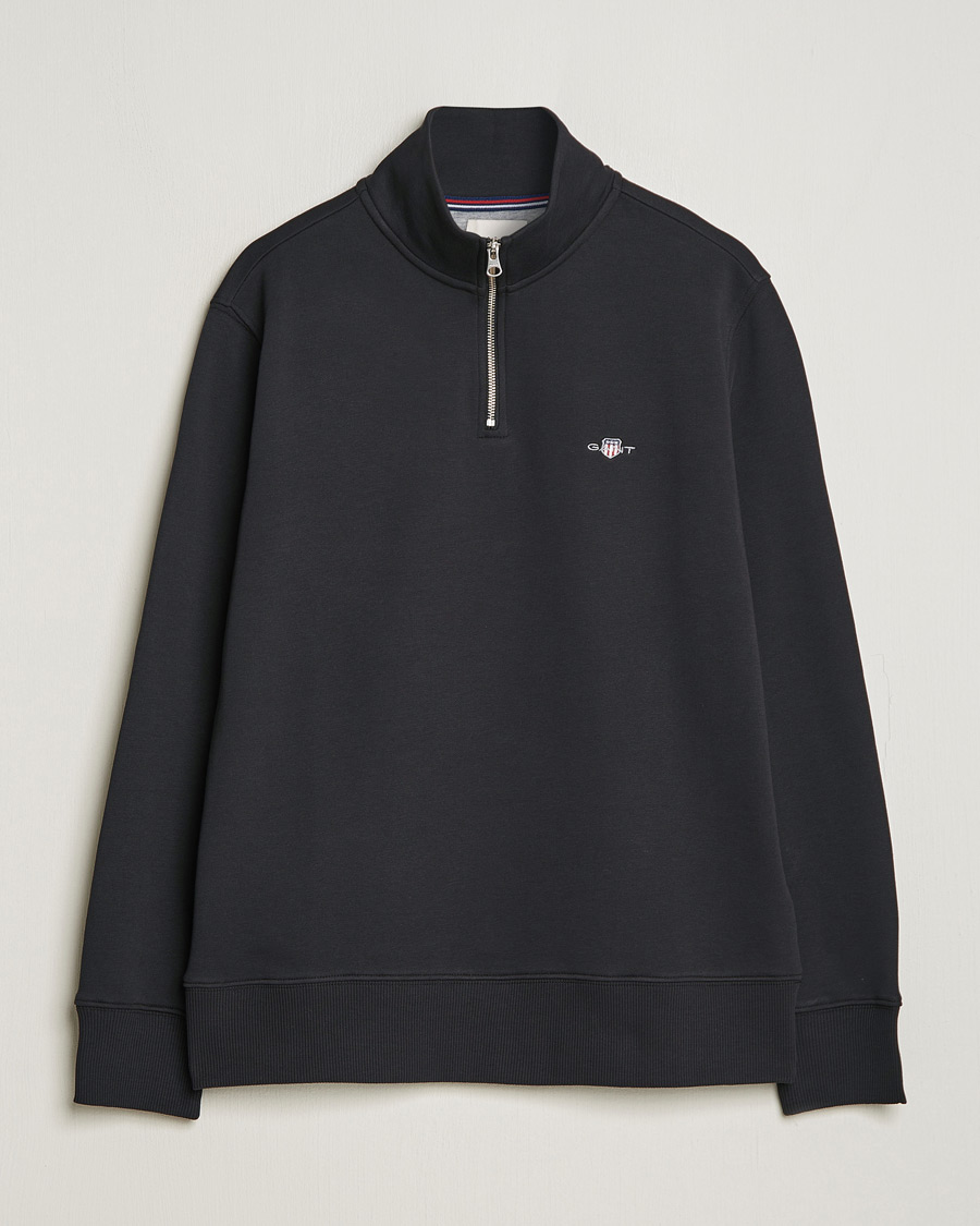 GANT Original Shield Half Zip Sweater Black