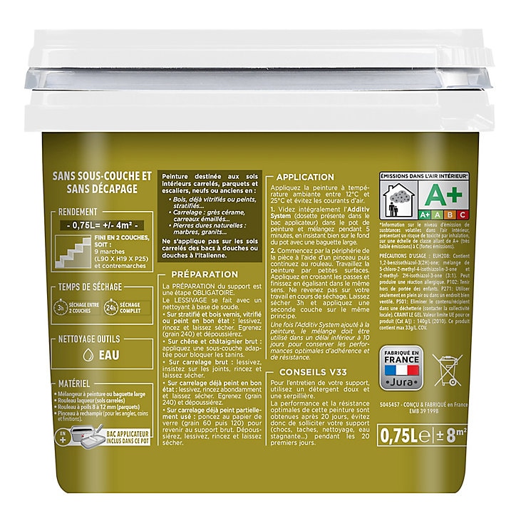 Peinture de rénovation sol et escalier V33 taupe satin 0,75L