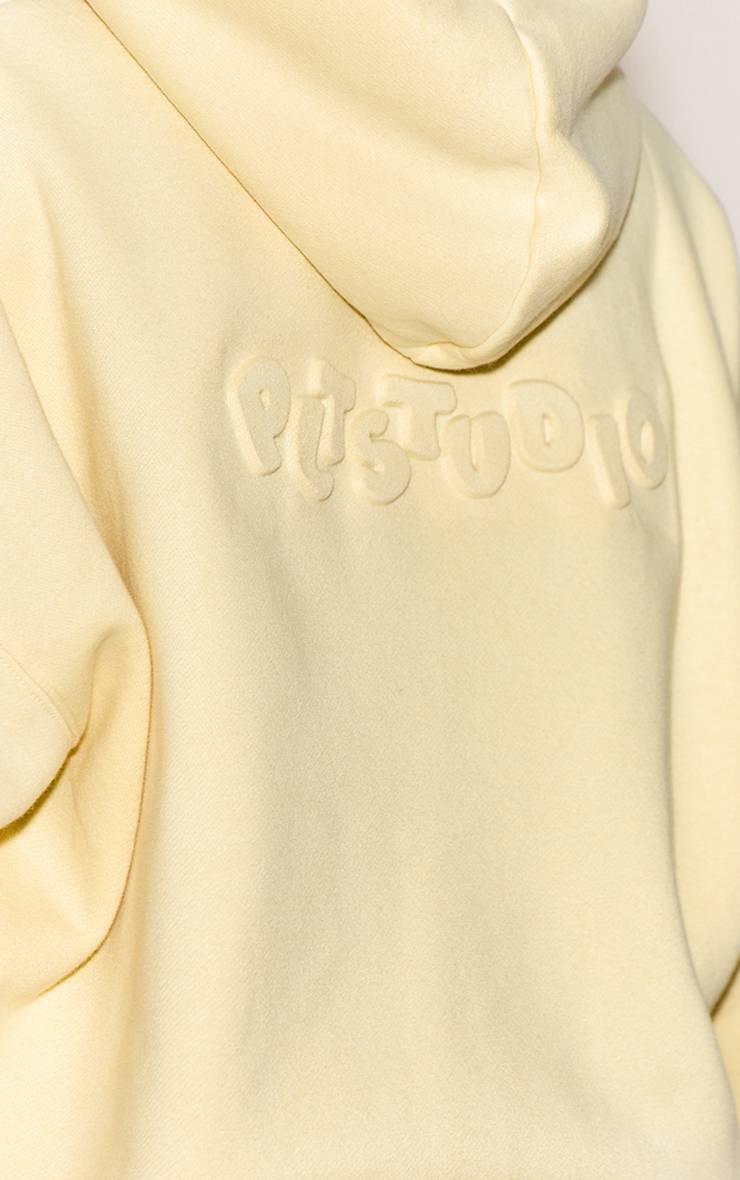 Pale Yellow Sweat À Casynthétiqueche Oversize Brodé En Relief Plt Studio